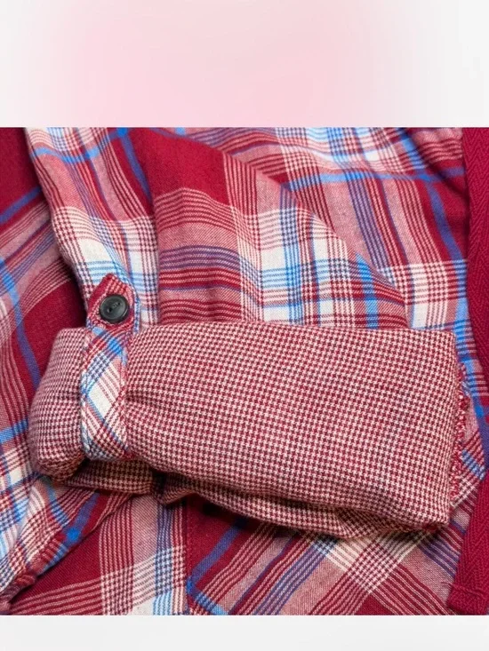 Boston Traders- Magenta Hooded Plaid Button-Up Hoodie Shirt XXL - Picture 5 of 6